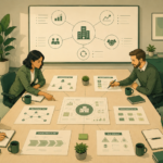 ABM e geração de demanda em reunião estratégica com equipe analisando contas, contexto, relacionamentos, oportunidades e sinais de risco.
